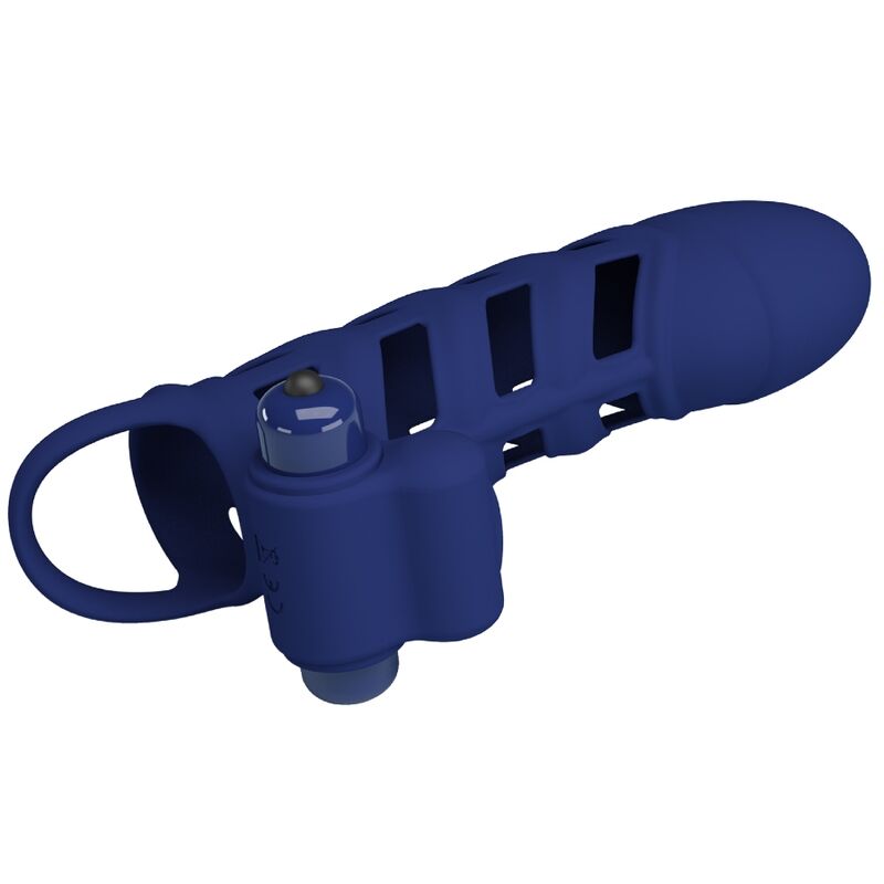 PRETTY LOVE - ALTAF ANNEAU VIBRATEUR AVEC GAINE EN SILICONE BLEU - Sensualia