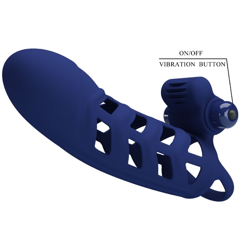 PRETTY LOVE - ALTAF ANNEAU VIBRATEUR AVEC GAINE EN SILICONE BLEU - Sensualia