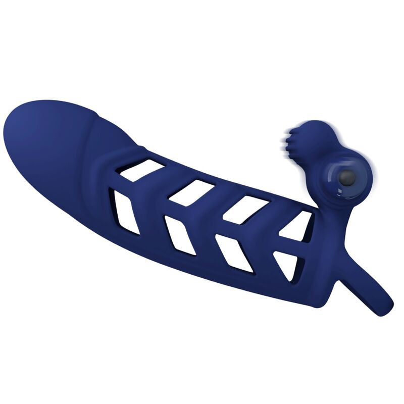 PRETTY LOVE - ALTAF ANNEAU VIBRATEUR AVEC GAINE EN SILICONE BLEU - Sensualia