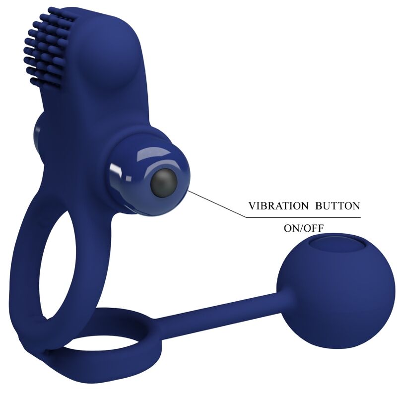 PRETTY LOVE - REMINGTON DOUBLE ANNEAU VIBRANT AVEC PLUG BLEU - Sensualia