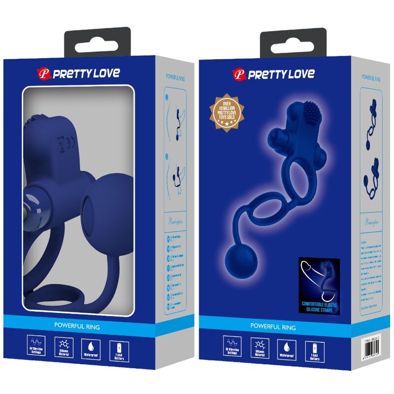 PRETTY LOVE - REMINGTON DOUBLE ANNEAU VIBRANT AVEC PLUG BLEU - Sensualia