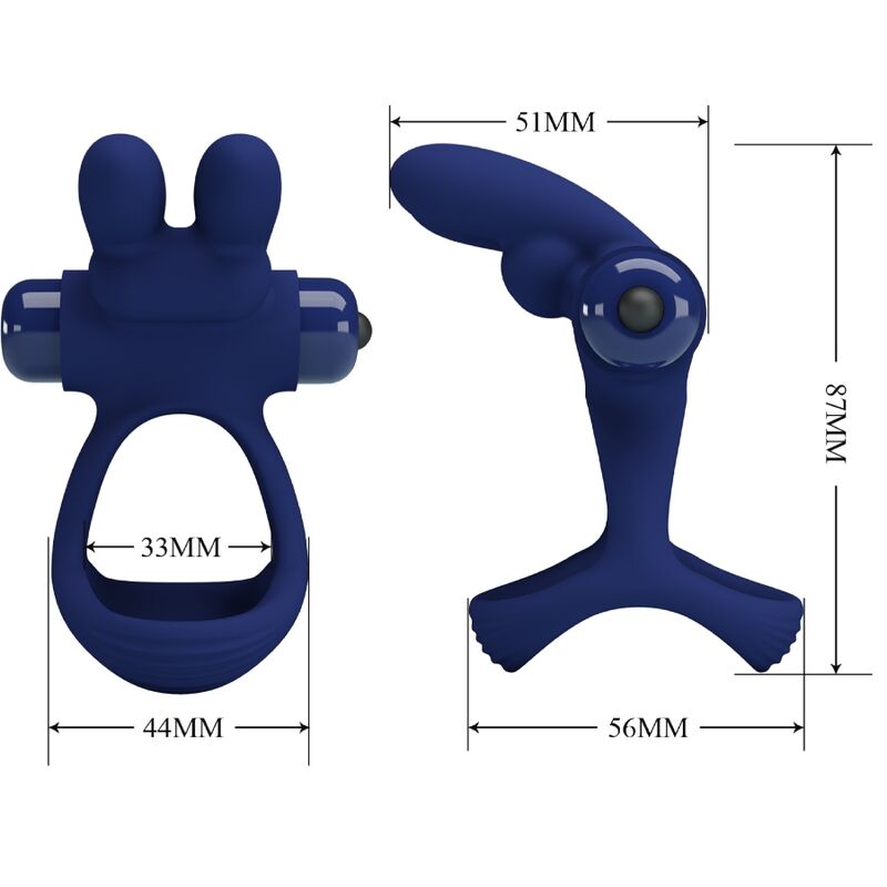 PRETTY LOVE - FRANCISCO DOUBLE ANNEAU VIBRANT LAPIN BLEU - Sensualia