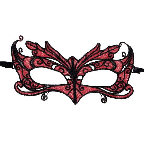 QUEEN LINGERIE - MASQUE EN DENTELLE DÉTAILS ROUGES - Sensualia