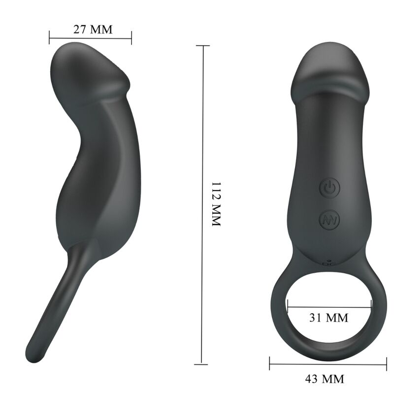 PRETTY LOVE - TRAE ANNEAU VIBRANT AVEC STIMULATEUR NOIR - Sensualia