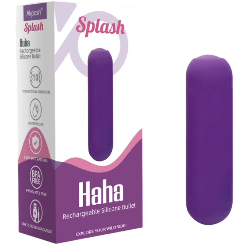 ARMONY - SPLASH HAHA VIBRATEUR BULLET SILICONE 10 VIBRATIONS 75 X 19 CM VIOLET - Sensualia