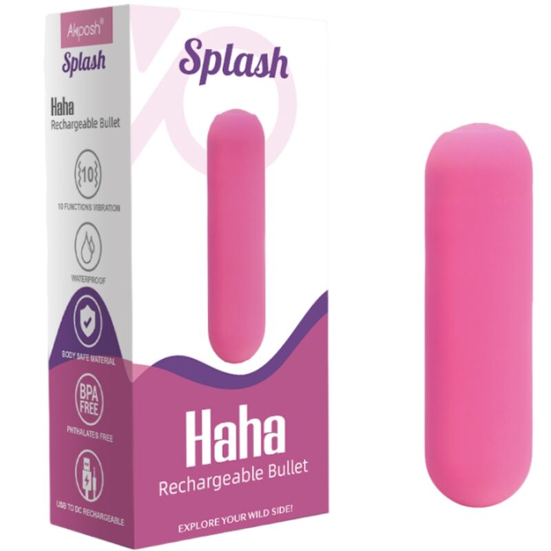 ARMONY - SPLASH HAHA VIBRATEUR BULLET SILICONE 10 VIBRATIONS 75 X 19 CM ROSE - Sensualia