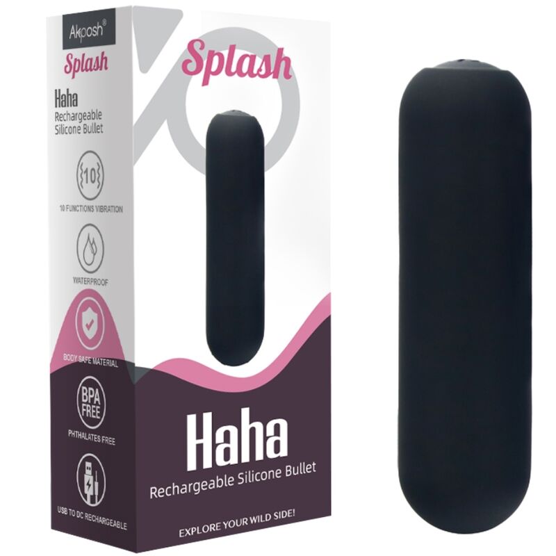 ARMONY - SPLASH HAHA VIBRATEUR BULLET SILICONE 10 VIBRATIONS 75 X 19 CM NOIR - Sensualia
