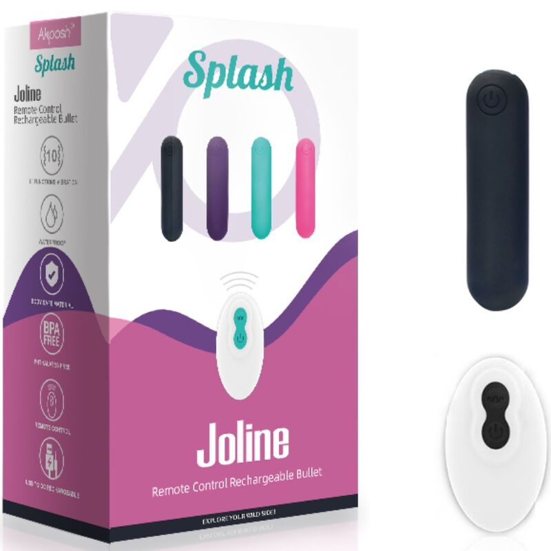 ARMONY - SPLASH JOLINE VIBRATEUR BULLET TÉLÉCOMMANDE EN SILICONE 10 VIBRATIONS 65 X 15 CM NOIR - Sensualia