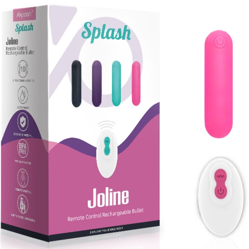 ARMONY - SPLASH JOLINE VIBRATEUR BULLET TÉLÉCOMMANDE EN SILICONE 10 VIBRATIONS 65 X 15 CM ROSE - Sensualia