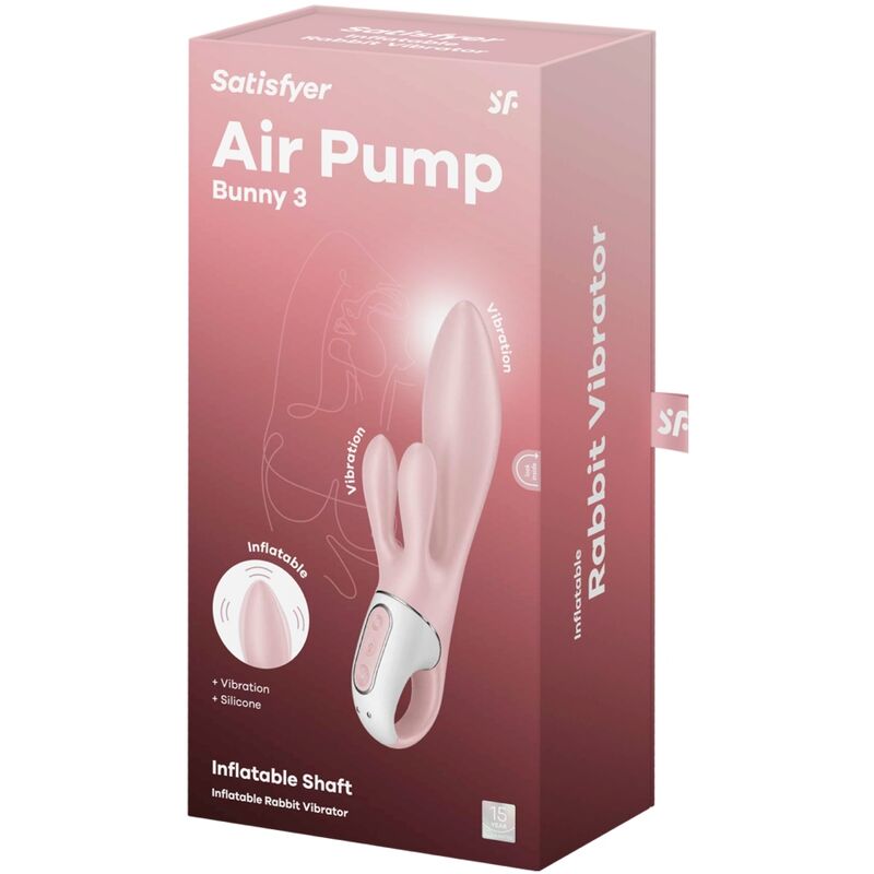 SATISFYER - AIR PUMP BUNNY 3 VIBRATEUR GONFLABLE LAPIN ROSE - Sensualia