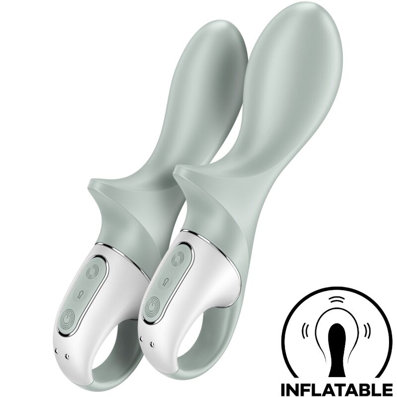 SATISFYER - AIR PUMP BOOTY 3 VIBRATEUR ANAL GONFLABLE GRIS VERT - Sensualia