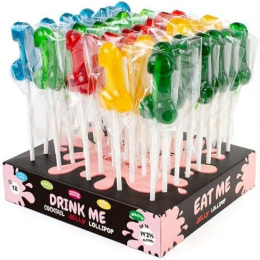 SECRETPLAY - AFFICHAGE ASSORTIMENT DE SUCETTES PÉNIS AVEC ALCOOL 40 UNITÉS - Sensualia
