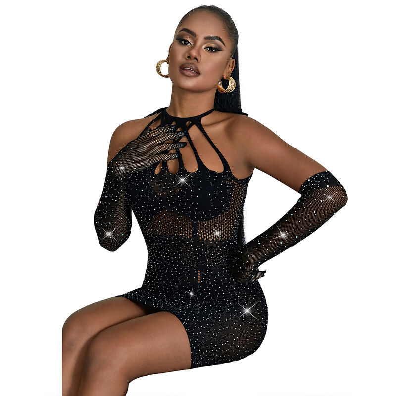 SUBBLIME - 952235 ROBE RÉSEILLE AVEC STRASS NOIR TAILLE UNIQUE - Sensualia