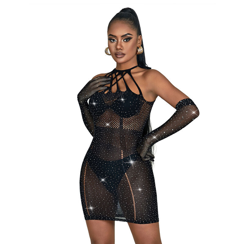 SUBBLIME - 952235 ROBE RÉSEILLE AVEC STRASS NOIR TAILLE UNIQUE - Sensualia