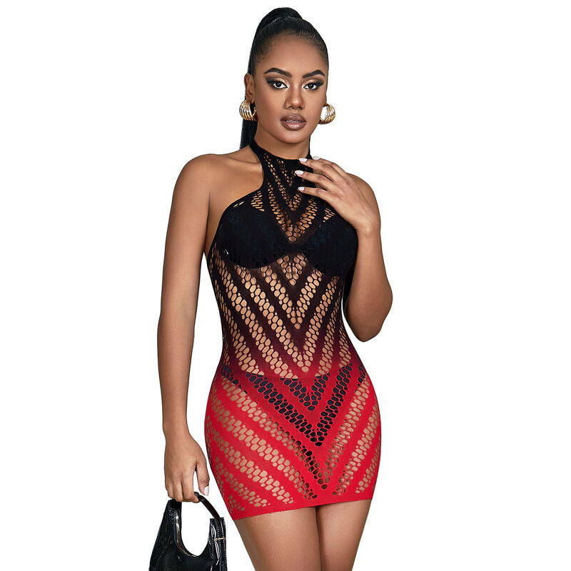 SUBBLIME - 952242 ROBE RÉSILLE ÉLASTIQUE DÉGRADÉ ROUGE ET NOIR TAILLE UNIQUE - Sensualia