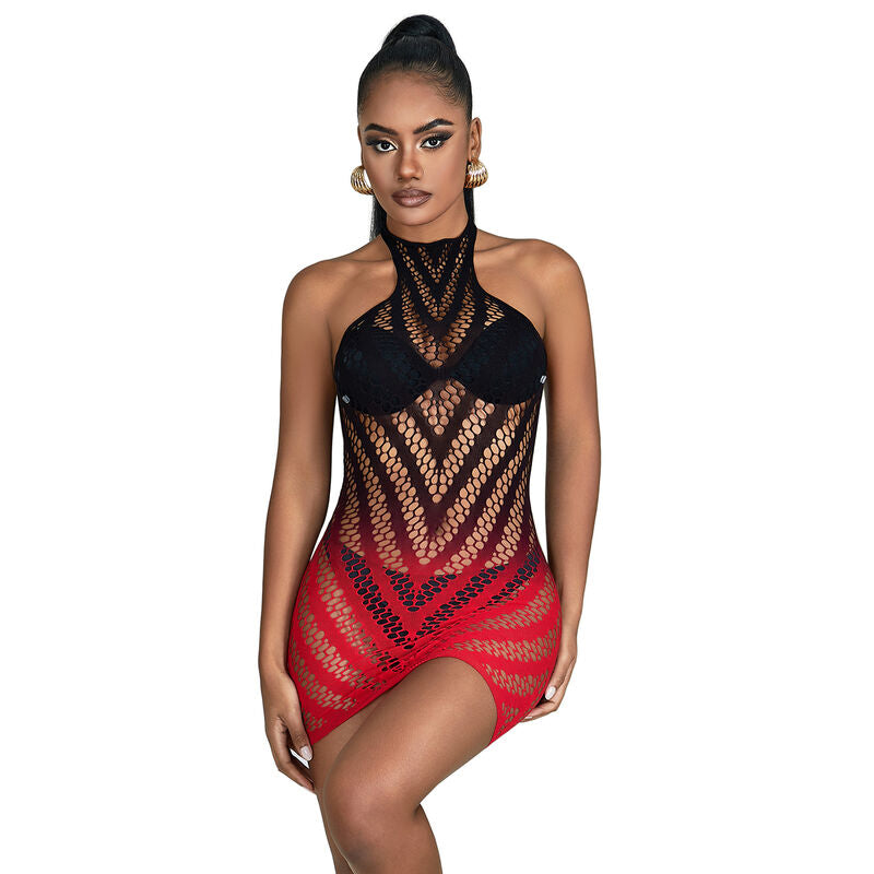 SUBBLIME - 952242 ROBE RÉSILLE ÉLASTIQUE DÉGRADÉ ROUGE ET NOIR TAILLE UNIQUE - Sensualia