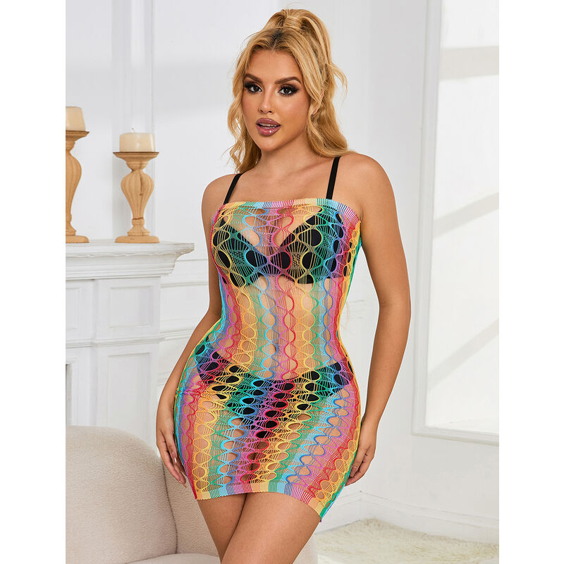 SUBBLIME - 952365 ROBE RÉSEILLE ÉPAULES NUES ARC-EN-CIEL TAILLE UNIQUE - Sensualia