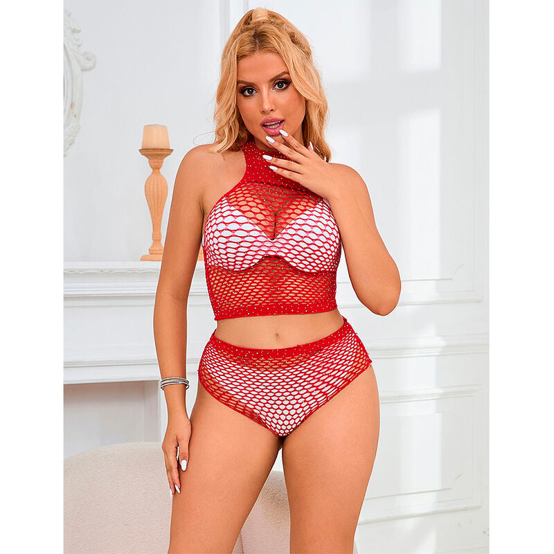 SUBBLIME - 952402 ENSEMBLE RESILLE AVEC LOSANGES ROSES TAILLE UNIQUE - Sensualia