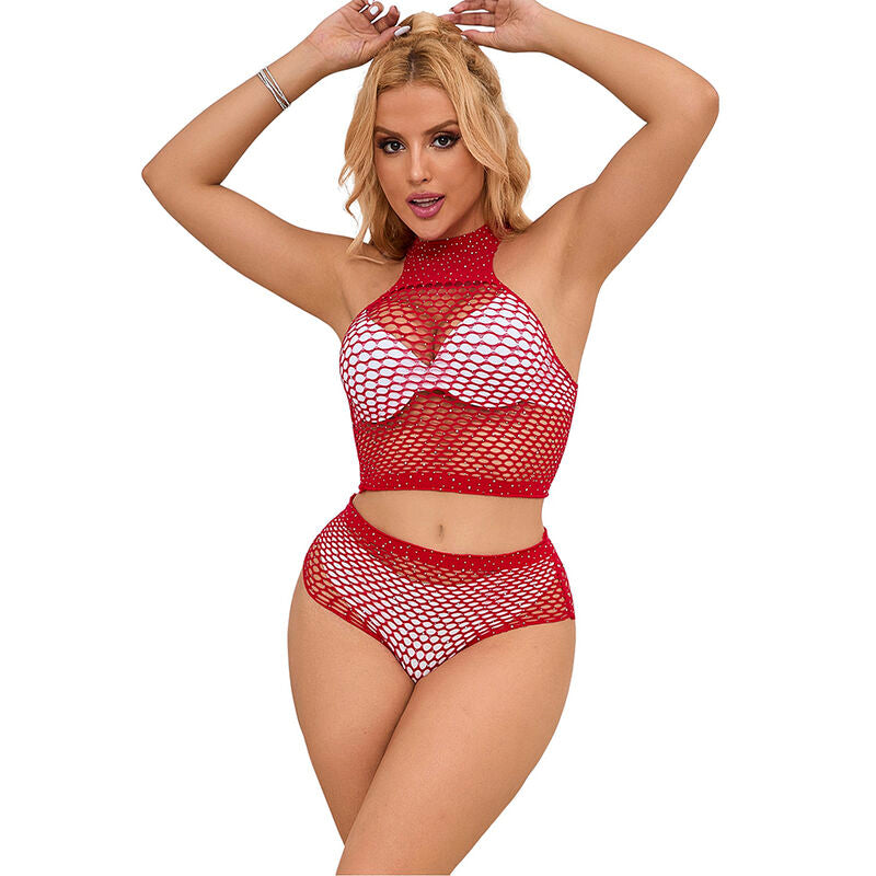 SUBBLIME - 952402 ENSEMBLE RESILLE AVEC LOSANGES ROSES TAILLE UNIQUE - Sensualia