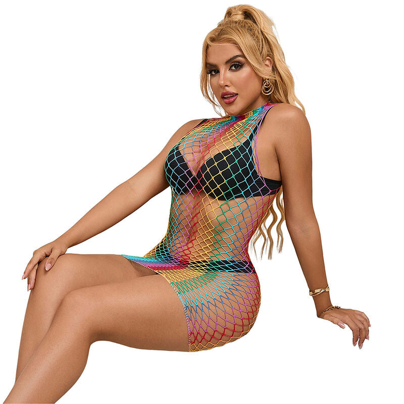 SUBBLIME - 952433 ROBE RÉSILLE SANS MANCHES COL MONTANT ARC-EN-CIEL TAILLE UNIQUE - Sensualia