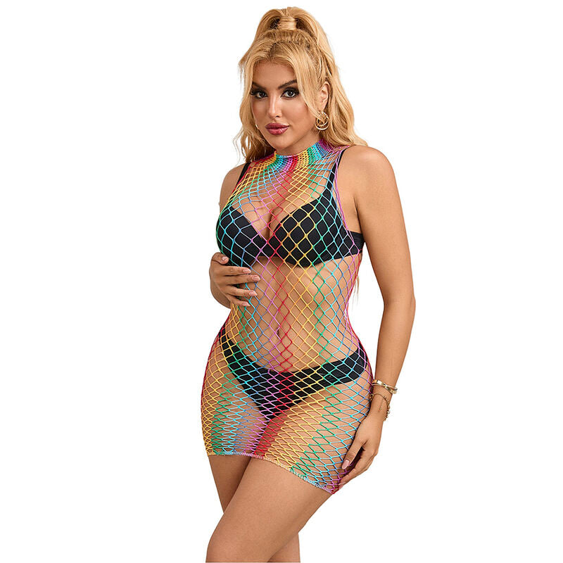 SUBBLIME - 952433 ROBE RÉSILLE SANS MANCHES COL MONTANT ARC-EN-CIEL TAILLE UNIQUE - Sensualia