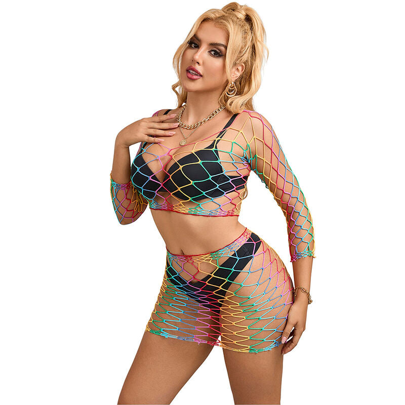 SUBBLIME - 952440 ENSEMBLE 2 PIÈCES RÉSEILLE MANCHES LONGUES ARC-EN-CIEL TAILLE UNIQUE - Sensualia