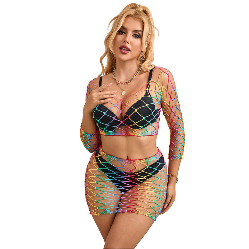 SUBBLIME - 952440 ENSEMBLE 2 PIÈCES RÉSEILLE MANCHES LONGUES ARC-EN-CIEL TAILLE UNIQUE - Sensualia