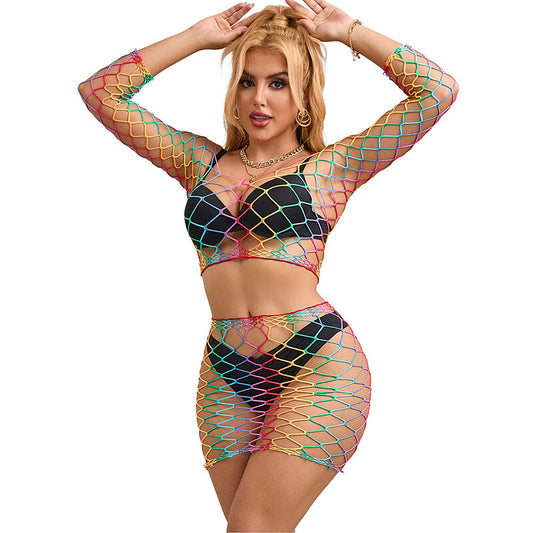 SUBBLIME - 952440 ENSEMBLE 2 PIÈCES RÉSEILLE MANCHES LONGUES ARC-EN-CIEL TAILLE UNIQUE - Sensualia
