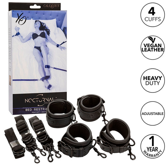 CALEXOTICS - NOCTURNAL CEINTURE DE LIT RÉGLABLE EN CUIR NOIR - Sensualia