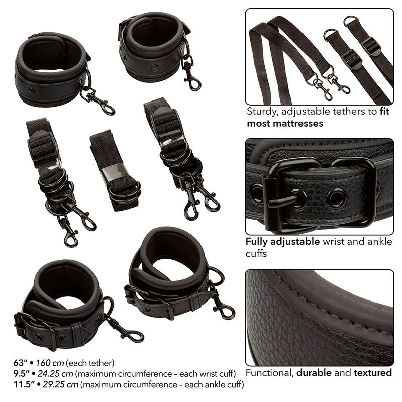 CALEXOTICS - NOCTURNAL CEINTURE DE LIT RÉGLABLE EN CUIR NOIR - Sensualia