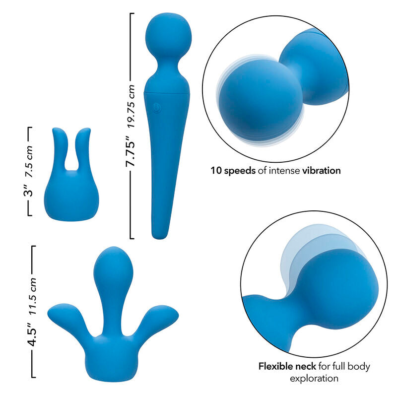 CALEXOTICS - COUTURE KIT VIBRATEUR WAND 10 VIBRATIONS BLEU - Sensualia