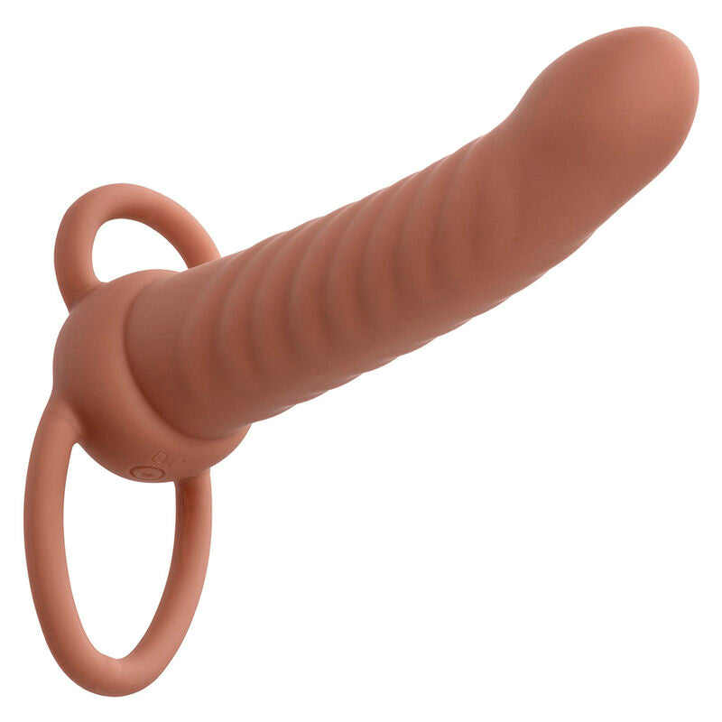 CALEXOTICS - MAXX RIBBED DOUBLE PÉNÉTRATEUR 10 VIBRATIONS MARRON - Sensualia