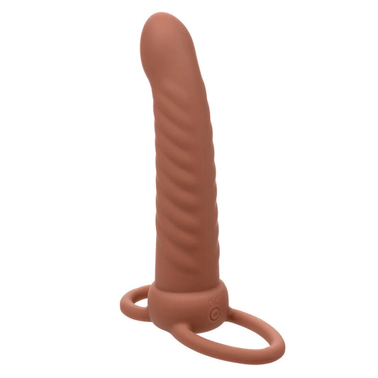 CALEXOTICS - MAXX RIBBED DOUBLE PÉNÉTRATEUR 10 VIBRATIONS MARRON - Sensualia