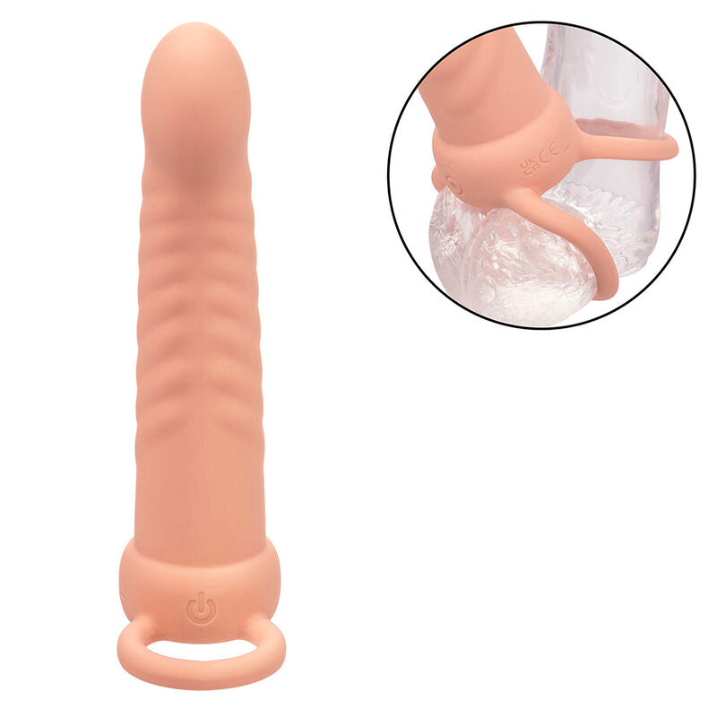 CALEXOTICS - MAXX DOUBLE PÉNÉTRATEUR NERVURÉ 10 VIBRATIONS FLESH - Sensualia