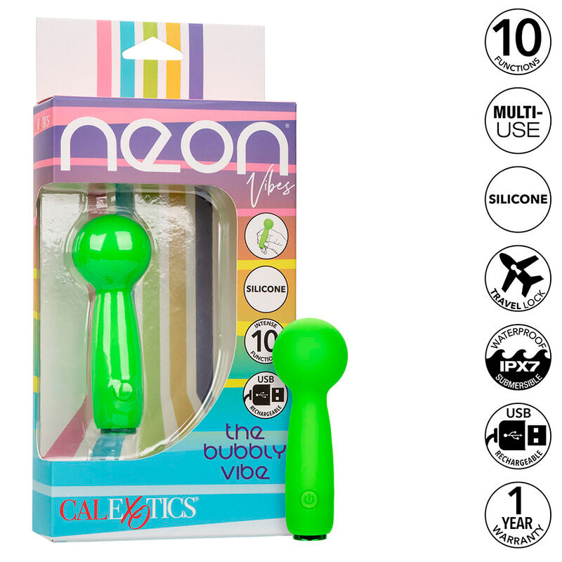 CALEXOTICS - NEON VIBES LE BUBBLY VIBE MINI MASSEUR 10 VIBRATIONS VERT - Sensualia