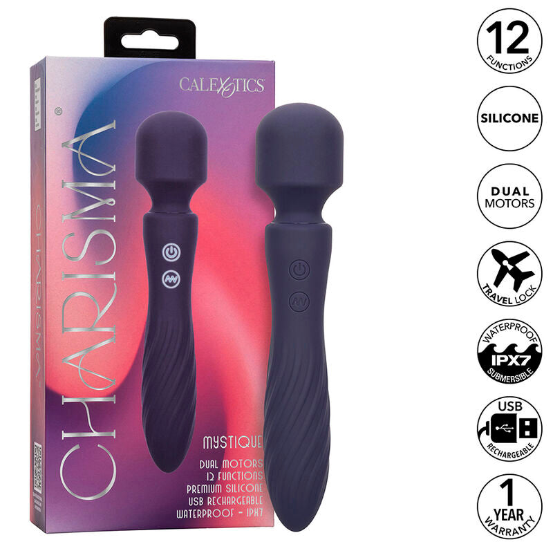 CALEXOTICS - CHARISMA MYSTIQUE MASSEUR DOUBLE MOTEURS 12 FONCTIONS 20,5 CM X 4,5 CM VIOLET - Sensualia