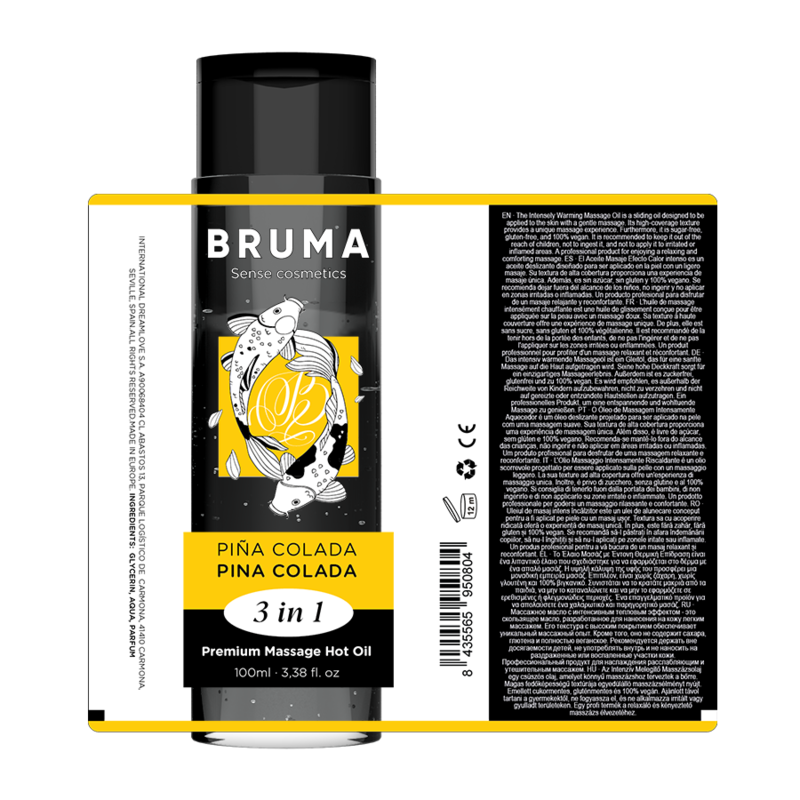 BRUMA - HUILE DE MASSAGE PREMIUM EFFET CHALEUR SAVEUR PINA COLADA 3 EN 1 - 100 ML BRUMA