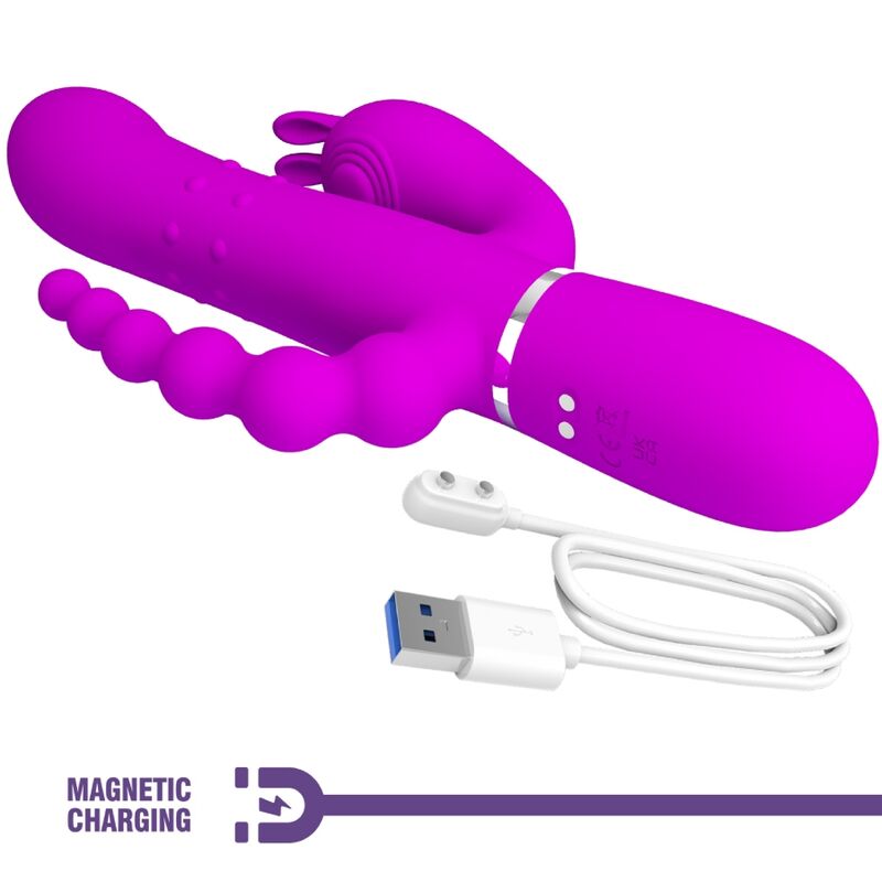 PRETTY LOVE - CAMMY TRIPLE VIBRATEUR MULTIFONCTION 4 EN 1 ROSE - Sensualia