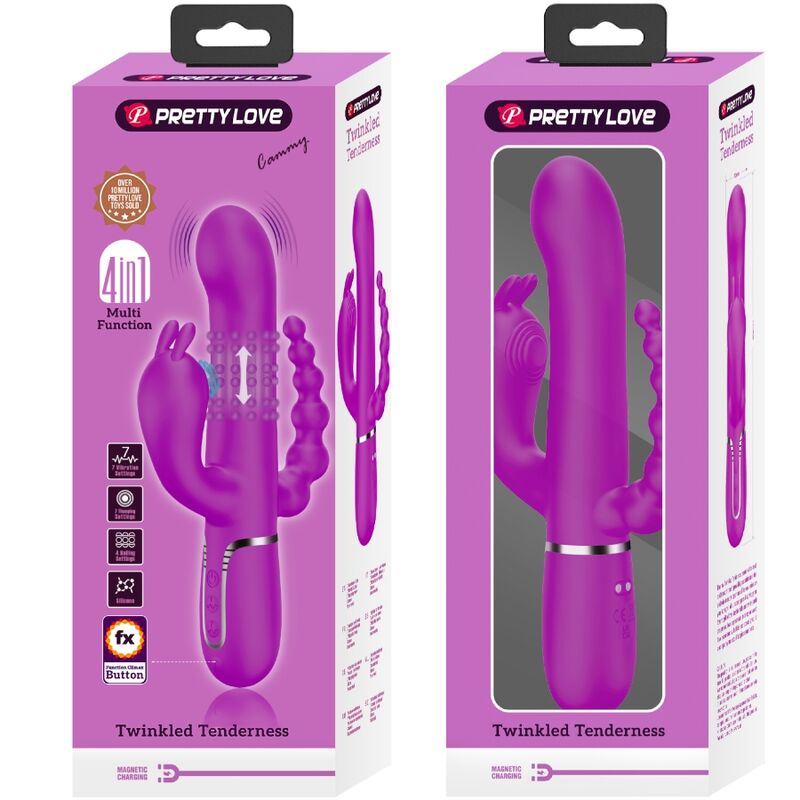 PRETTY LOVE - CAMMY TRIPLE VIBRATEUR MULTIFONCTION 4 EN 1 ROSE - Sensualia