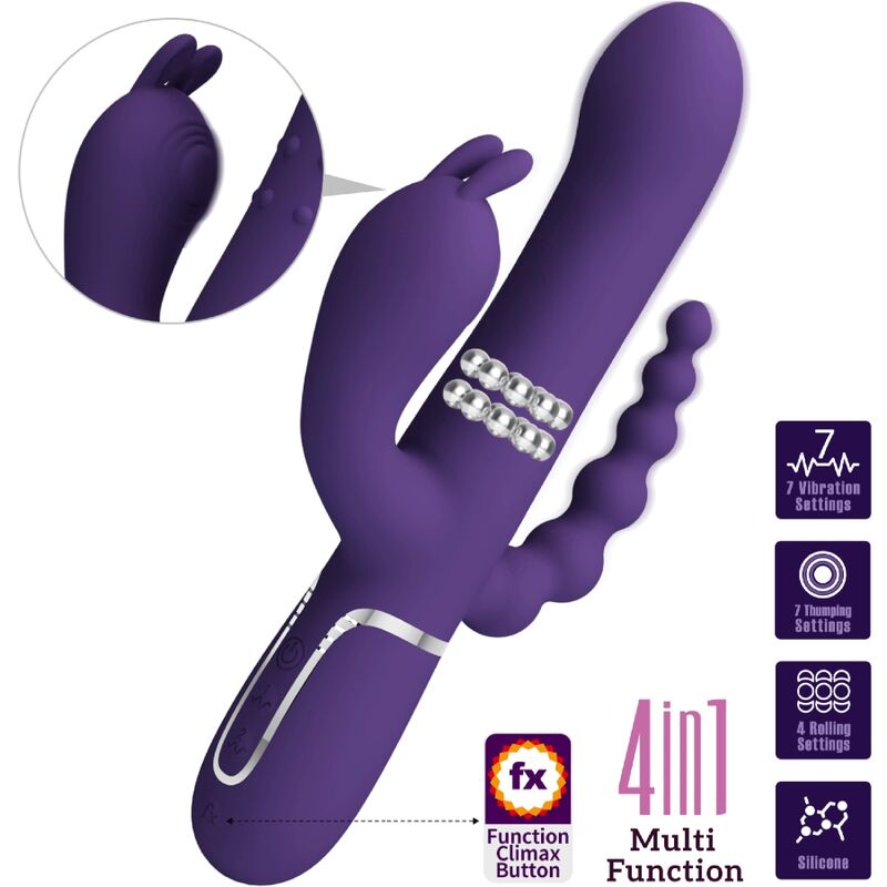 PRETTY LOVE - CAMMY TRIPLE VIBRATEUR MULTIFONCTION 4 EN 1 VIOLET - Sensualia