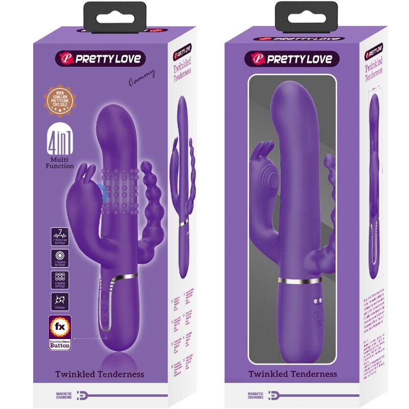 PRETTY LOVE - CAMMY TRIPLE VIBRATEUR MULTIFONCTION 4 EN 1 VIOLET - Sensualia