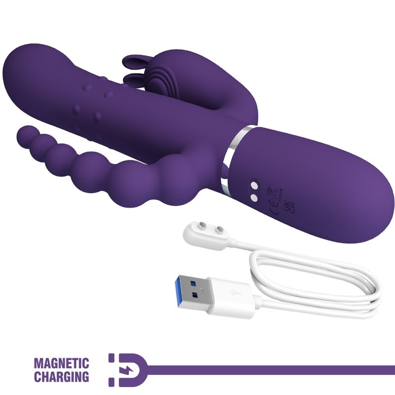 PRETTY LOVE - CAMMY TRIPLE VIBRATEUR MULTIFONCTION 4 EN 1 VIOLET - Sensualia