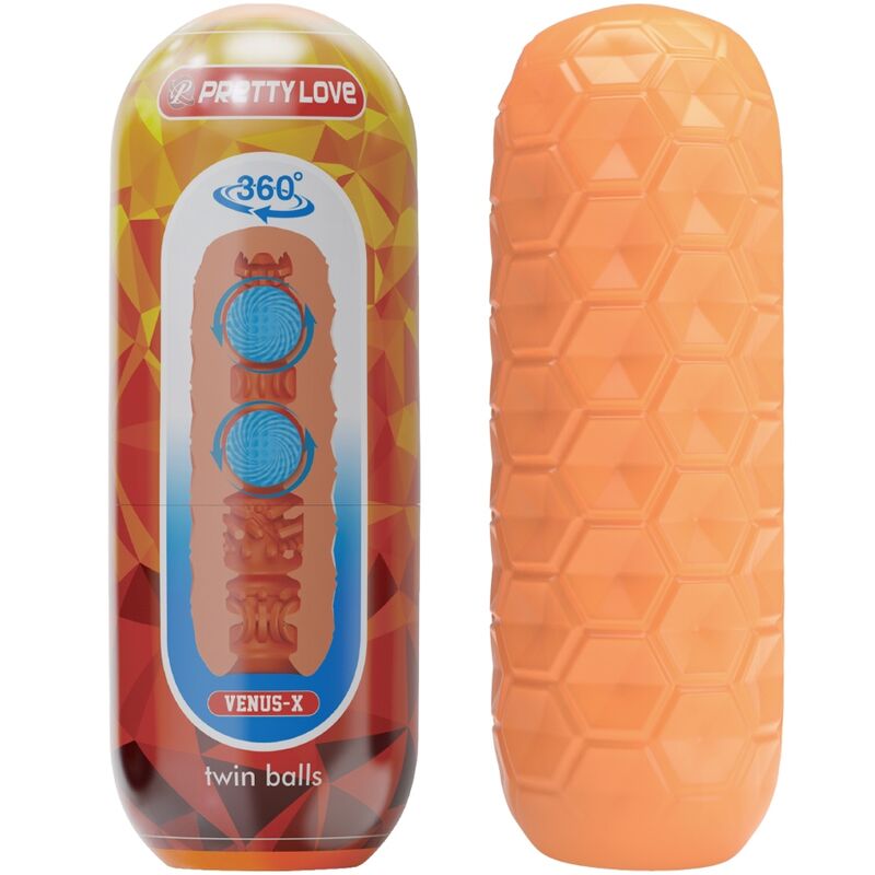 PRETTY LOVE - MASTURBATEUR POUR HOMME À DEUX BOULES ORANGE - Sensualia