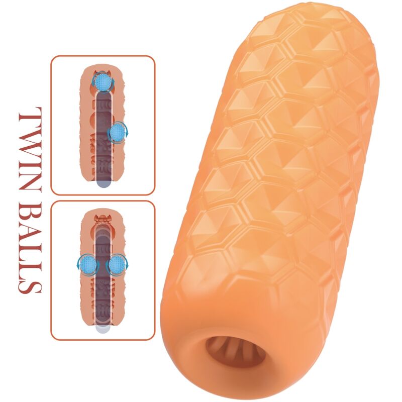 PRETTY LOVE - MASTURBATEUR POUR HOMME À DEUX BOULES ORANGE - Sensualia