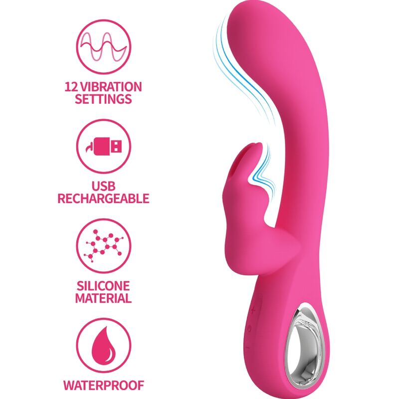 PRETTY LOVE - VIBRATEUR NOVAK RABBIT 12 VIBRATIONS ROSE - Sensualia