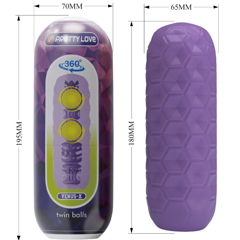 PRETTY LOVE - MASTURBATEUR POUR HOMME À DEUX BOULES VIOLET - Sensualia