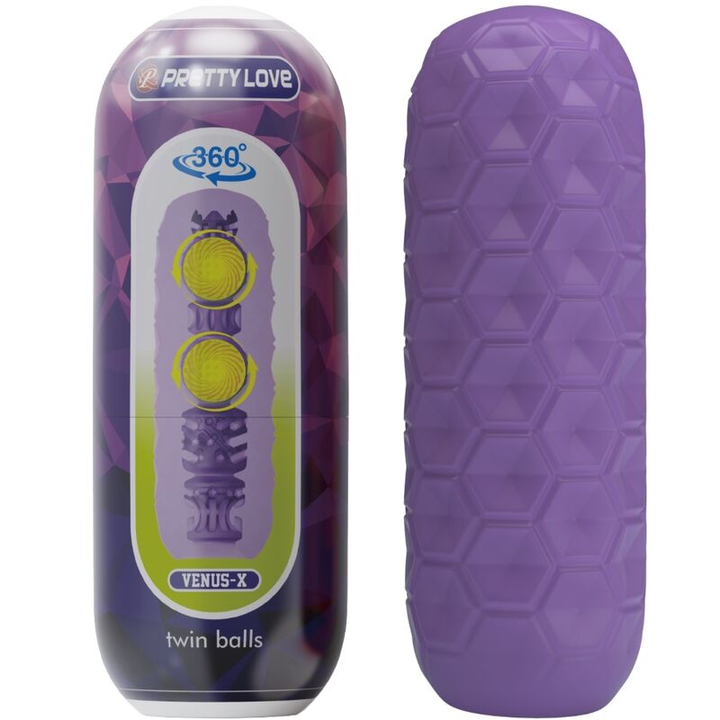 PRETTY LOVE - MASTURBATEUR POUR HOMME À DEUX BOULES VIOLET - Sensualia