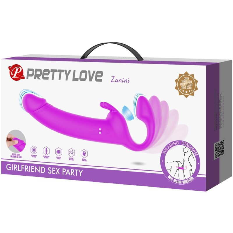 PRETTY LOVE - ZANINI STRAPLESS STRAP-ON 10 VIBRATIONS VIOLET - Sensualia