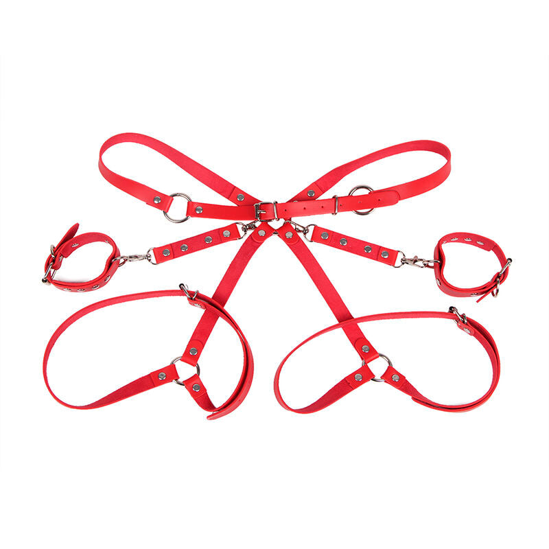 SUBBLIME - 953706 MENOTTES AVEC CEINTURE DE BONDAGE ROUGE TAILLE UNIQUE - Sensualia