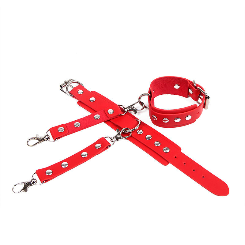 SUBBLIME - 953706 MENOTTES AVEC CEINTURE DE BONDAGE ROUGE TAILLE UNIQUE - Sensualia